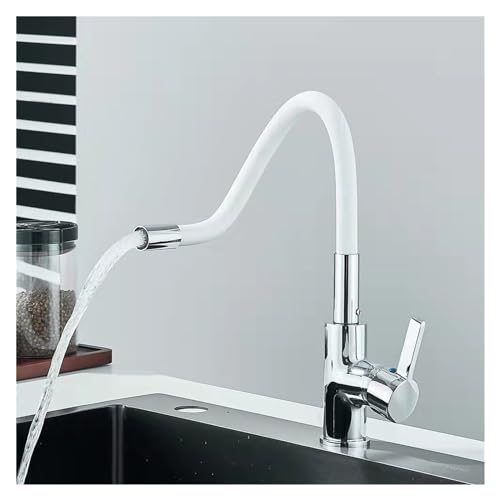 Robinet de cuisine blanc à arc pour évier moderne avec flexible silicone souple - 5