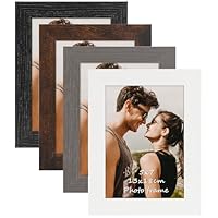 QUTREY 5x7 Picture Frame Set of 4, Multi Color Rustic 5 x 7 Photo Frames for 5 by 7 inch Pictures for Wall Collage and Tabletop, Black Brown White Grey