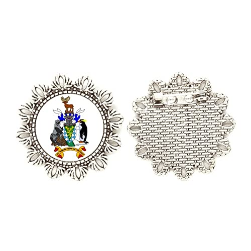 Broche gancho pin peche Sgssi con flor plateada e insignia de la UE para ropa formal mediana