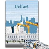  Puzzles Voyage à Belfast 1000 pièces pour Adolescents, Jeux éducatifs à Faire soi-même avec Affiche et fiche de Questions Assorties pour Les 14 Ans et Plus (1000 pièces, 26x38cm)