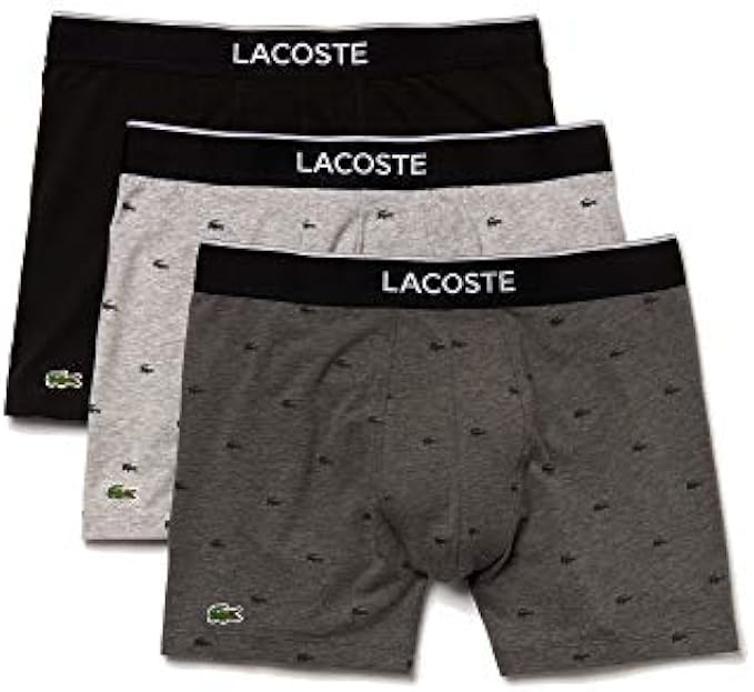 Lacoste Men's Casual Allover Croc 3 Pack Cotton Stretch Boxer Briefs