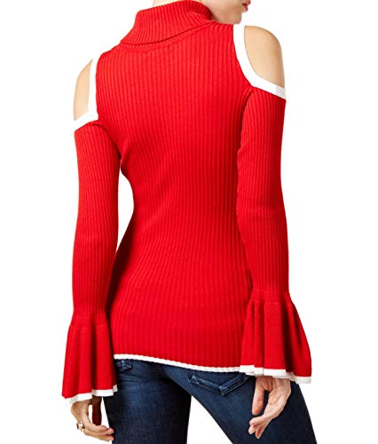 XOXO Juniors Bell Sleeve Cold Shoulder Sweater Red S2