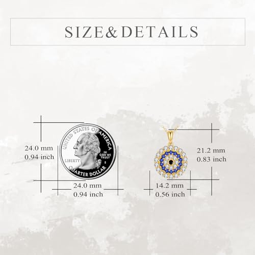 KECHO 14k Gold Evil Eye Necklace Third Eye with Shiny Sapphire Lucky Protection Jewelry for Her, Wife, Mom, Girlfriend 18“4