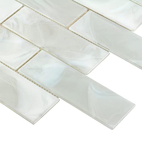 Modern 2X6 White Pearl Iridescent Subway Glass Mosaic Tile Kitchen Backsplash Bathroom Mto0655 #TOP2