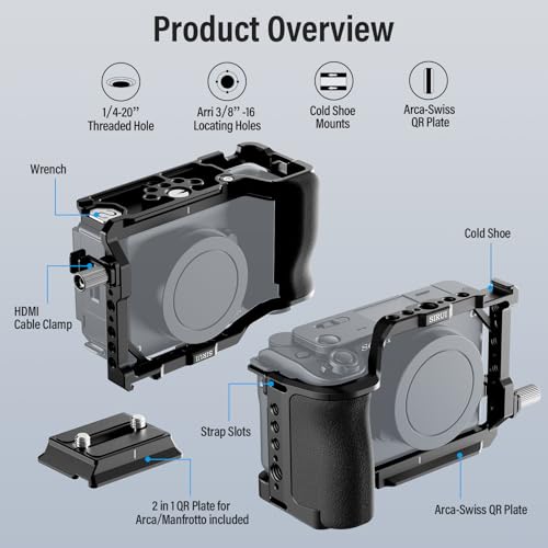 Image of SIRUI Camera Cage for Sony ZV-E1 with Silicone Grip and HDMI Cable Clamp and Cold Shoe Mount Camera Top Handle Bundle