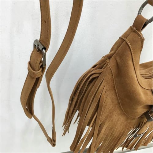 Fringe Hobo Purse for Women Tassel Shoulder Bag Vintage Suede Handbag Vegan Suede Hippie Crossbody Bag4