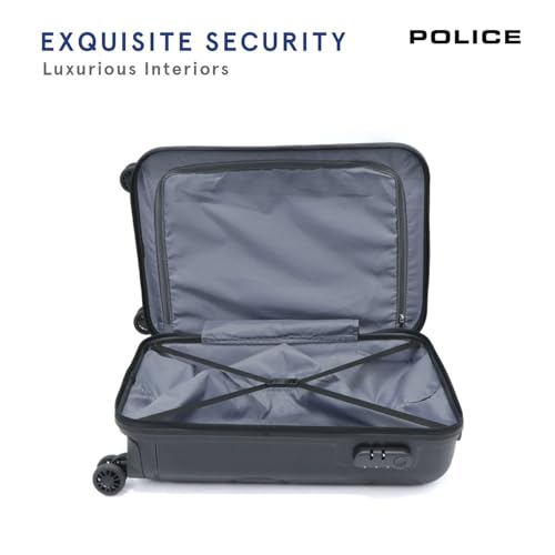 Image of Police Novex Hard PP Check-in Trolley Bag | Lightweight Travel Suitcase with TSA Lock & 8 Smooth Spinner Wheels | Durable Large Luggage for Men & Women | Black (Medium)