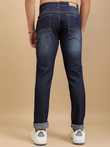 Image of Highlander Mens Tapered Fit Denim Jeans|Regular Length|Mid-Rise|Stretchable Fabric| Jeans for Man | Men Jeans