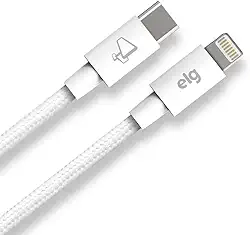 Cabo USB Tipo-C para Lightning em Tecido Trançado, 3A, 27W, 2 Metros, TCL20P-BR, ELG, Branco