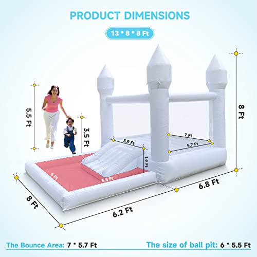 Inflatable White Bounce House for Kids with UL Blower-Portable, Large Ball Pool and Jump Space 3in1 Bouncy Castles A Spacious Joy-Room Bounce House for Kids 3-12 (Oxford material-13' L X 8' W X 8' H) - Image 3