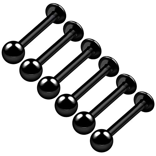 KJM Fashion - Juego de 6 piercings de acero quirúrgico anodizado para labio, bola de serpiente, cartílago, tragus, medusa, aretes de Marilyn Monroe