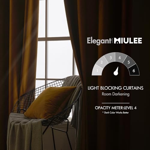 Image of MIULEE Velvet Curtains 52x84 inches 2 Panels Gold Brown Blackout Curtains | Luxury, Bedroom Living Room, Thermal Insulated, Super Soft Window Drapes, Rod Pocket & Back Tab