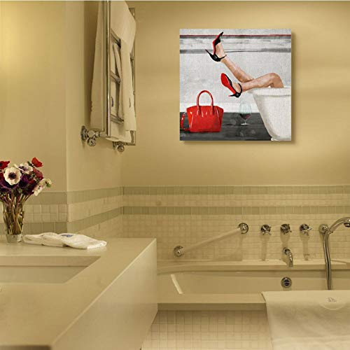 Stupell Industries Women's Fashion Bathroom Red Wine Heels Canvas Milli Villa Wall Art, 30x302