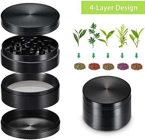 LIVBTS Grinder for Dry Herb Portable Zinc Alloy Metal Grinder,Black (40*34)