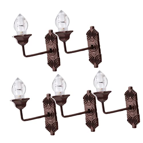 VILLCASE 5pcs Miniature Landscape Wall Lamps 1:87 Scale Mosaic Decorative Lights Sand Table Model Accessories Warm Light for DIY Miniature Homes
