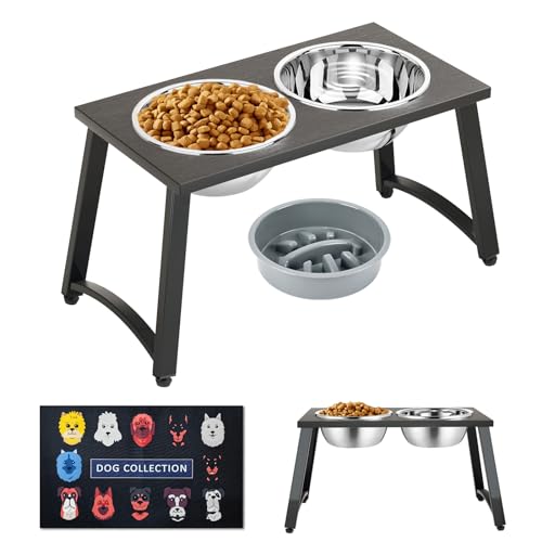 ADENGL Elevated Dog Bowl with 2 Stainless Steel Bowls for ...