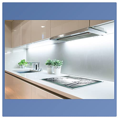 Herdabdeckplatte Abdeckung Ceranfeld Abdeckplatte Schneidebrett 1-Teilig 60x52 Pusteblume Wilder Dill Grau Spritzschutz Glasplatte Ceranfeldabdeckung Herdschutz Sicherheitsglas Glasschneidebrett