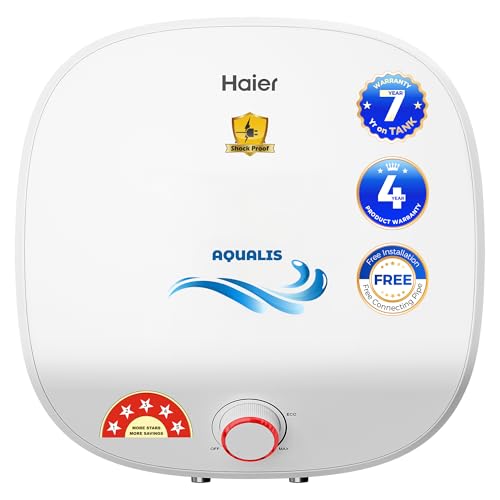 Image of Haier Aqualis Storage Water Geyser 15L, 5 Star Electric Water Heater for Bathroom, 2.2kW Fast Heating, Shock Proof Technology, 8 Bar Pressure, Glassline Tank, 4 Yr Product & 7 Yr Tank Warranty