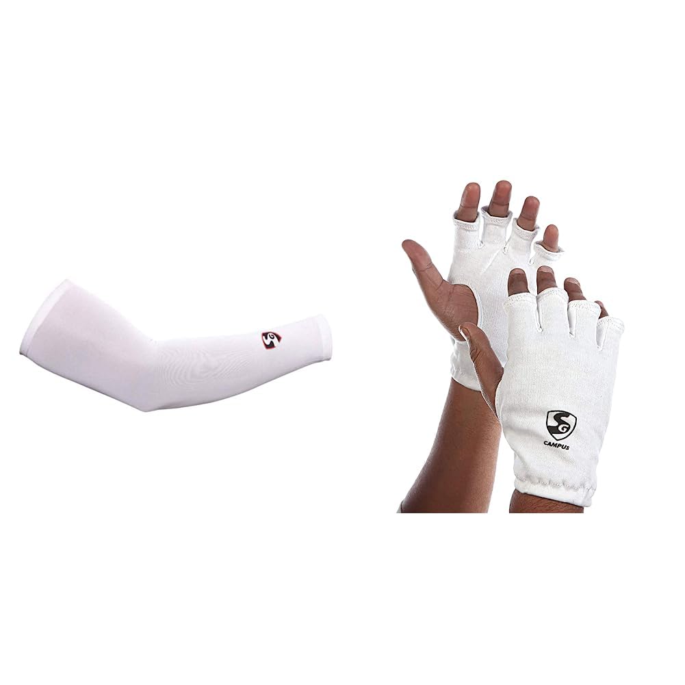 SG Century Sleeves, (White, Large) & SG Cricket Campus Cotton Inner Gloves, Junior (Assorted)-picture-38