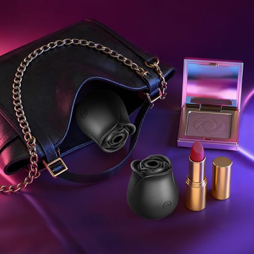 Image of App Controlled Rose Toy Clitoral Stimulator, Suction & Vibration Bluetooth Vibrator, Rechargeable Silicone Personal Massager for Women, Magnetic Charging, Storage Pouch Included
