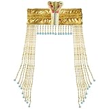 Cleopatra Headpiece Egyptian Headpiece for Women Egyptian Costume Accessories Beaded Headdress Cleopatra Costume Hat Cleopatra's Headdress Jewelry for Cosplay Party Carnival Halloween Gold Color