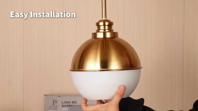 Image of Beionxii 8Inch Gold Pendant Light Fixtures,Mid Century Globe Pendant Lights