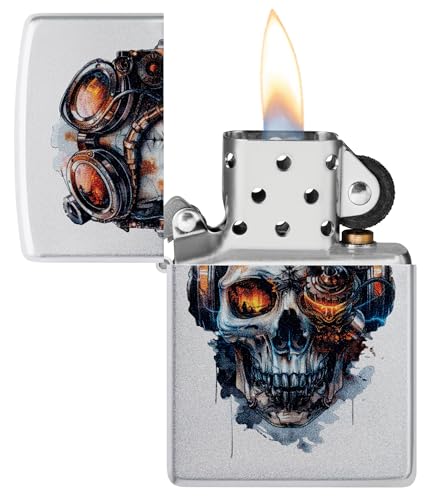 Encendedor Zippo Steampunk Skull Satin Chrome miniatura 3