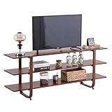 Tiita Wooden TV Stand for 65 Inch TV, Modern Media Console Table with 3-Tier Storage Shelves, Long Entertainment Center for Living Room, Walnut TV Stand with Open Display Rack