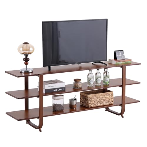 Tiita Wooden TV Stand for 65 Inch TV, Modern Media Console Table with 3-Tier Storage Shelves, Long...