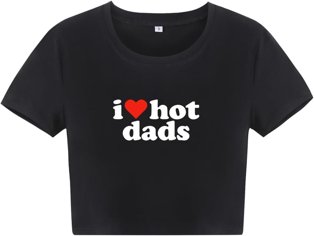 I Love Hot Dads Crop Tshirt for Women - Image 2