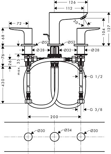 Mélangeur de lavabo 150 hansgrohe Talis E à 3 trous avec vidage chromé - 3