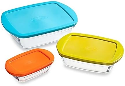 Arcuisine Borosilicate 3-Piece Rectangular Cook N Store Set with Lids