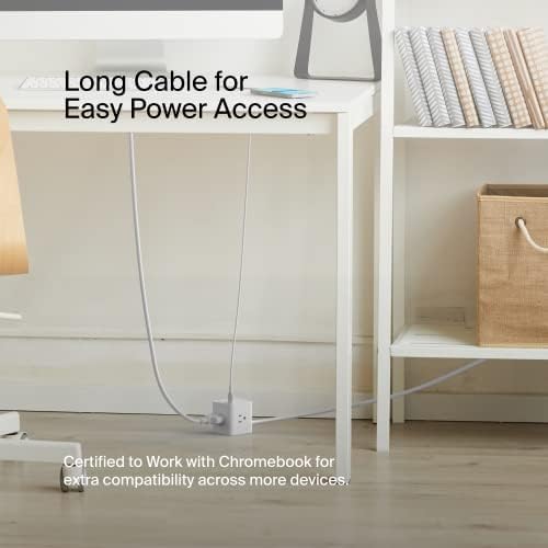 Miniatura 5 de Belkin Cubo de alimentación de 6 tomas con 3 salidas de CA, 3 puertos USB-A y cable de extensión resistente de 5 pies, práctico cubo compacto para