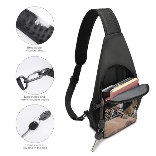 Mochila tipo sling African Leopard blanca para senderismo miniatura 4