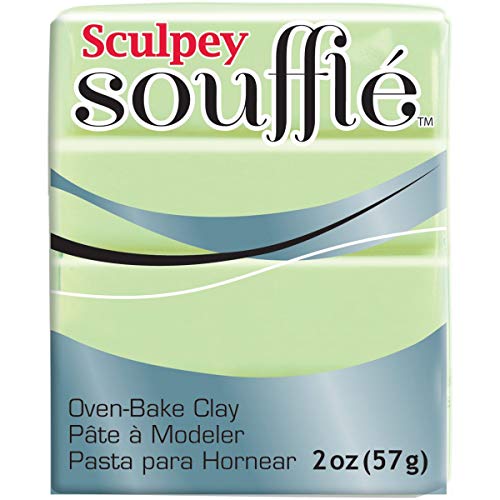 Sculpey Soufflé Polymer Oven-Bake Clay, Pistachio Green, Non Toxic, 1.7 oz. bar, Great for jewelry making, holiday, DIY, mixed media and more! Premium light-weight oven bake clay.