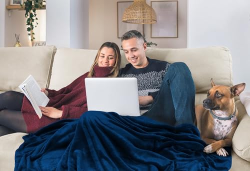 Luxury Navy Fleece Blanket for Queen Size Bed
