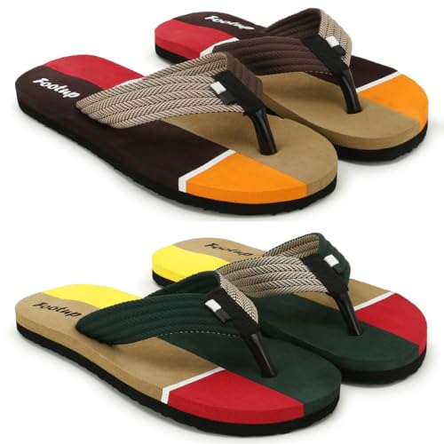 Image of Men's Orthopedic Comfort Flip Flops with Soft Fabric Straps | Cushioned Anti-Skid Footbed Slippers for Men | Lightweight Walking Flip Flops for Home, Outdoor, Indoor Use