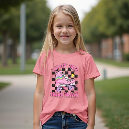 Image of SOFEON First Day of School Shirt for Girls Rollin' Into 1st /2nd /3rd Grade T-Shirt Back to School Skating Graphic Tees Tops