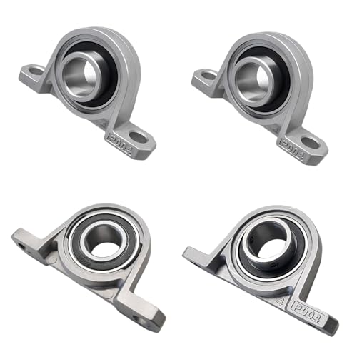4 Stück Stehlager 20mm, Zinklegierung Gehäuselager Lagerbock, Robust und Langlebig Horizontales Wellenlager für 3D Drucker, Maschinen und Achsen (Lnnendurchmesser 20mm, Silber) Vertikales Lagergehäuse