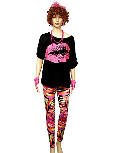 Ensemble costume géométrique années 80 extensible avec leggings et t-shirt fluide - 4