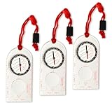 M‑Tac Liquid Filled Baseplate Compass – Glow‑in‑Dark Orienteering/Map‑Reading Compass for Hiking, Survival, Camping, Hunting, Navigation Set of 3