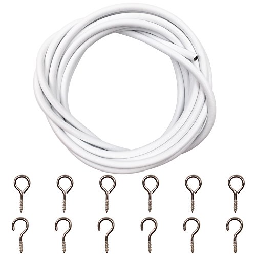 Ucatcher Cortina Blanca de Alambre con 6 Ganchos y Ojos 6 Ganchos, 5 m