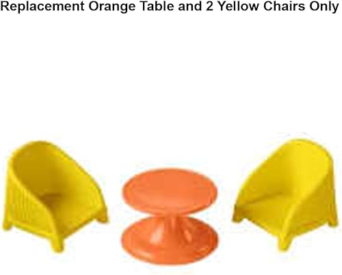 Miniatura 5 de Piezas de repuesto para el juego Fisher-Price Little People Figure HCF61, inspirado en Barbie Dreamhouse, incluye una mesa naranja y 2 sillas