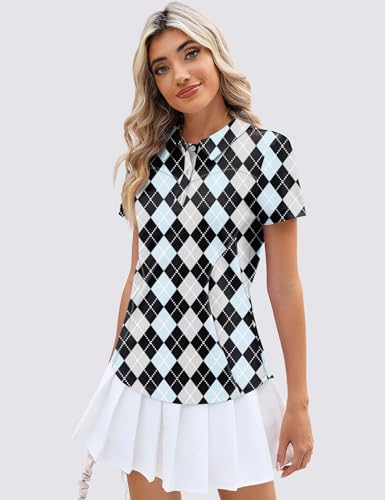 Image of TFSDOD Womens Golf Polo Shirts Collared Short Sleeve T Shirt Lightweight Moisture Wicking Polo Casual 3 Buttons Outfits