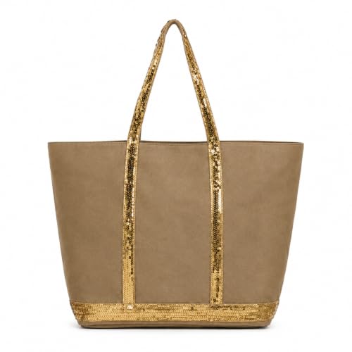 Sac cabas avec fermeture éclair grand sac shopping femme en toile pour voyage léger