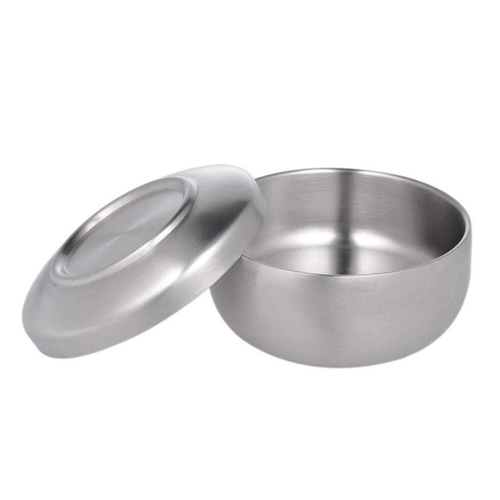 Healifty Bol de rasage avec couvercle en acier inoxydable 11 x 11 x 6,5 cm
