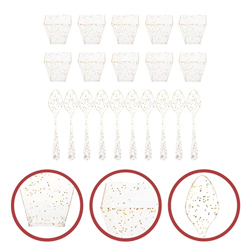 Zerodeko Mini Dessert Cups Met Lepels Clear Appetizer Parfait Mousse Dessert Shooter Cups Golden for Party Wedding… - Afbeelding 4