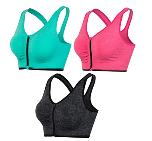 Image of Hiking Gril Women's Zip Front Sports Bra Wireless Post-Surgery Yoga Bras