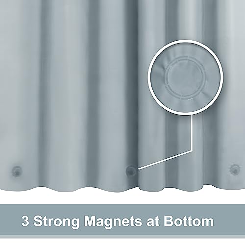 Image of Barossa Design Shower Curtain Liner - Premium PEVA Shower Liner for Bathroom, BPA & PVC Free, No Chemical Smell, Lightweight Standard Size Bath Curtain with 3 Magnets, Metal Grommets - Stone Blue