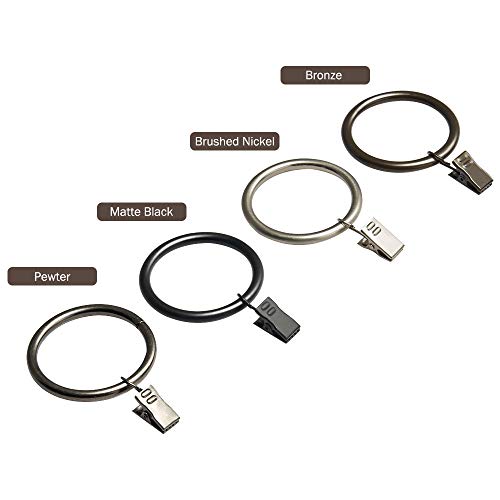 image for ARPENTER 40 Pack Black Curtain Rings with Clips for Drapes, 2.2 inch O